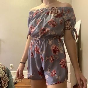 Hint of blush off the shoulder romper